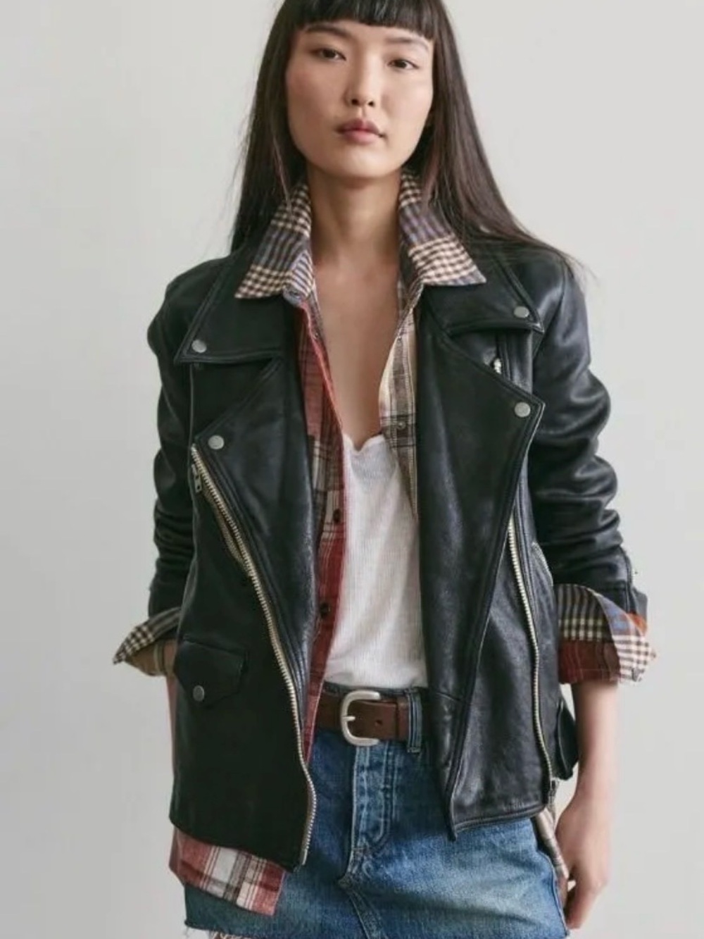 Free People WTF *$698* Jealousy Leather Moto Jacket Washed Black XS NWT